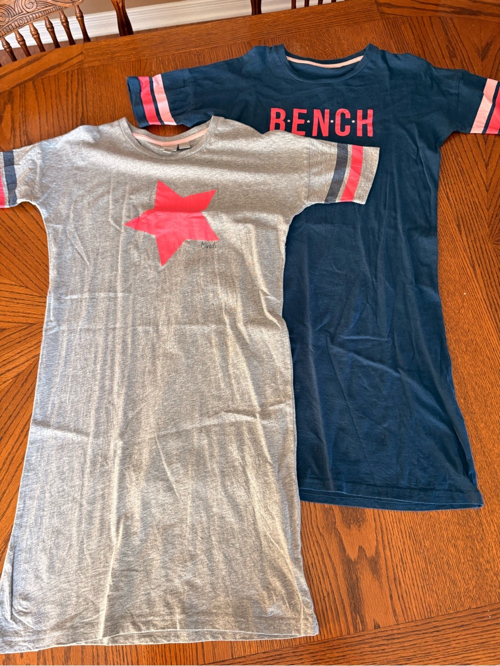 Bench Girls' Navy and Gray Tee Dresses with Pink Accents